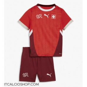 Svizzera Prima Maglia Bambino Europei 2024 Manica Corta (+ Pantaloni corti)